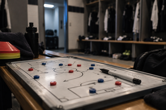 Football tactics board in a dressing room representing the opening weeks of the WSL 2026/27 season